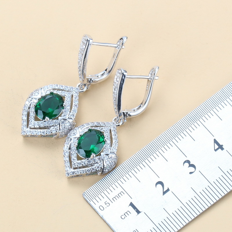 Gem-inlaid Pendant Earrings Necklace Ring Ladies Three-piece Set photo 8
