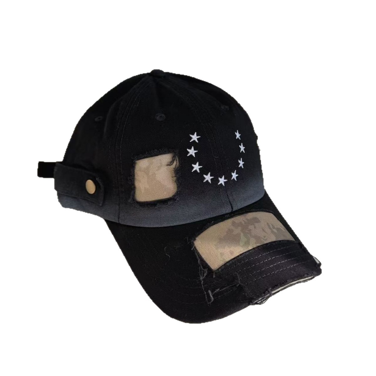 Street-style Distressed Baseball Cap Fashionable And Versatile Vintage-look Frayed-brim Snapback photo 4