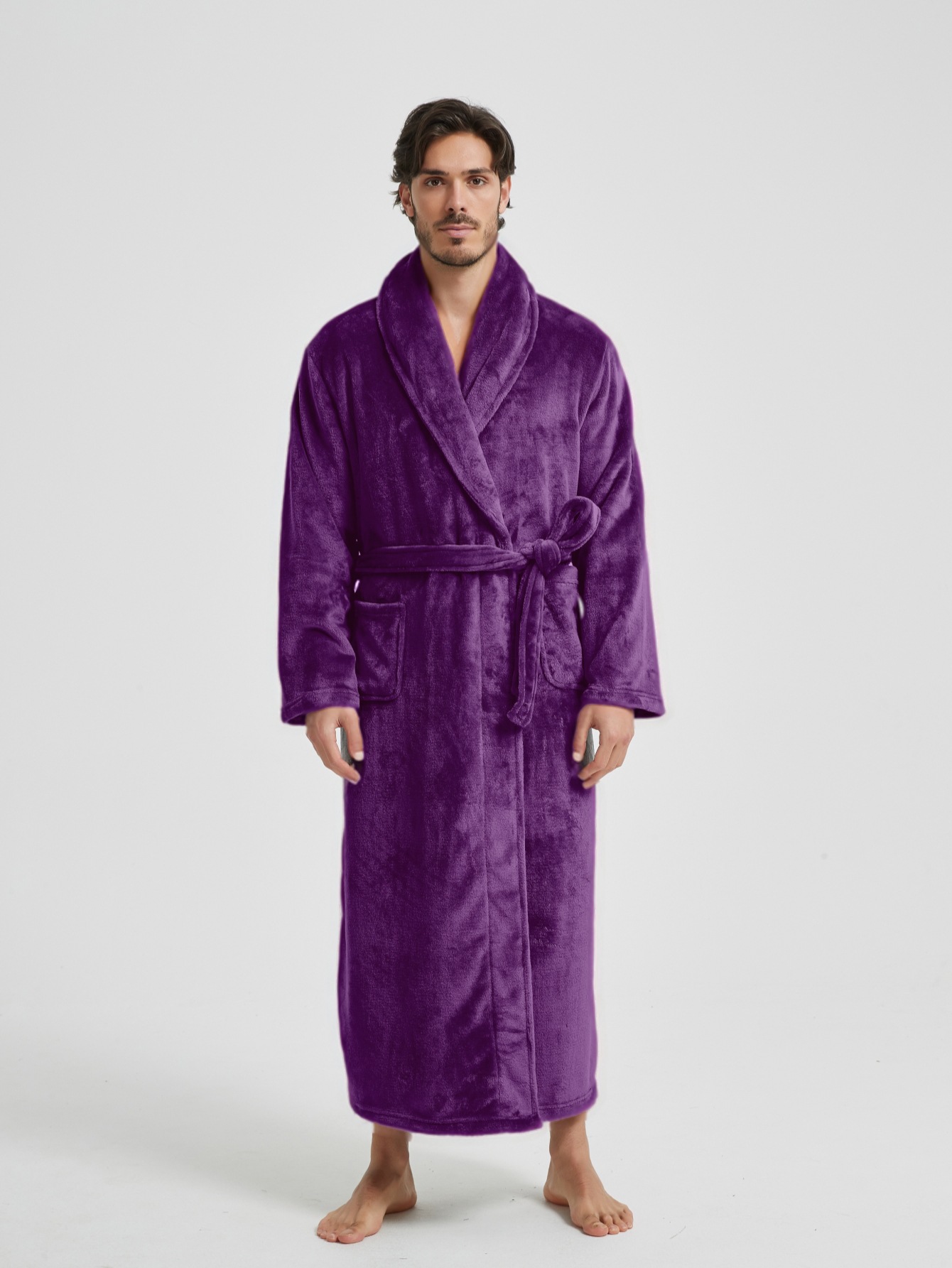 European And American-style Flannel Men's House Robe photo 7