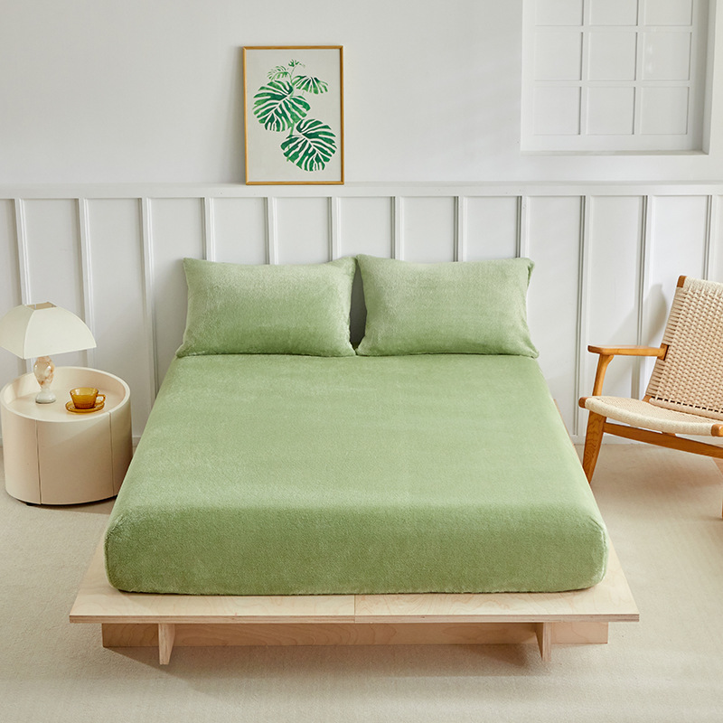 Warm Milk Velvet Fitted Sheet Three-piece Set photo 1