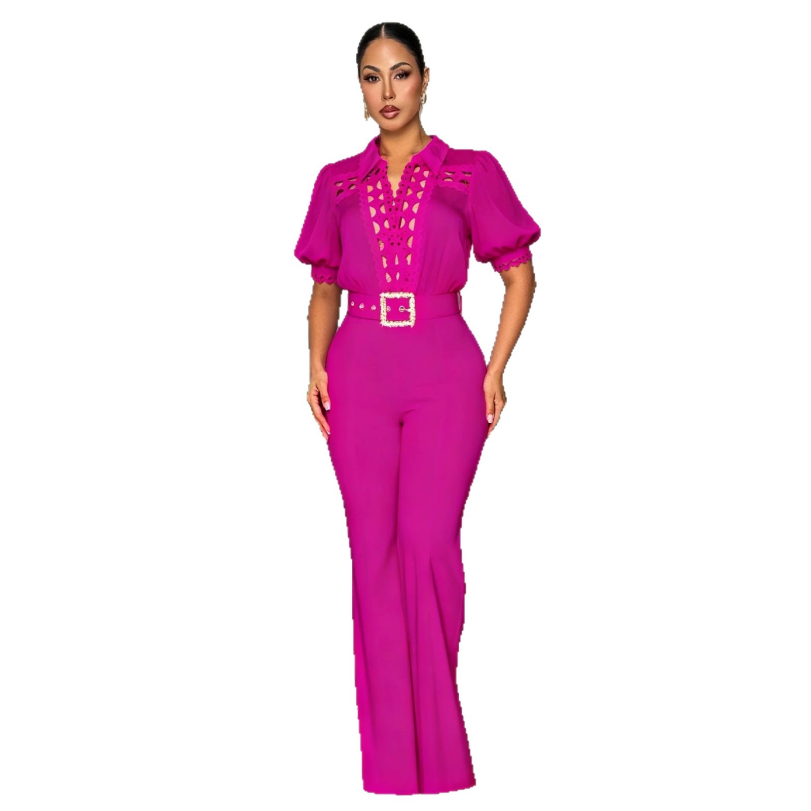 Women's Lace-panelled Lace-up Wide-leg Pants photo 6