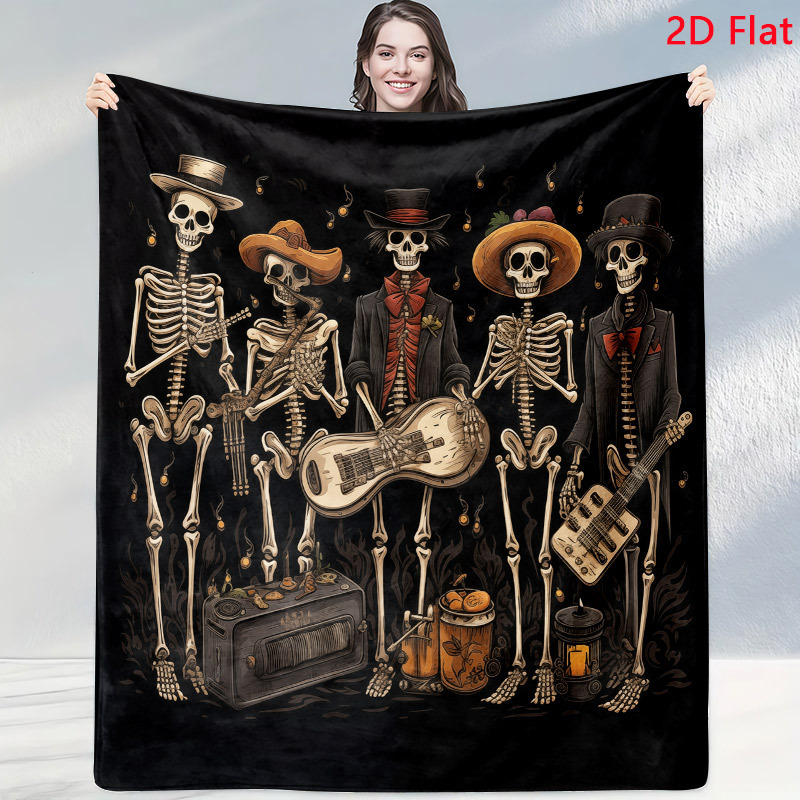 Flannel Blanket Halloween Cute Cat Pumpkin Design Party Decorative Blanket photo 3