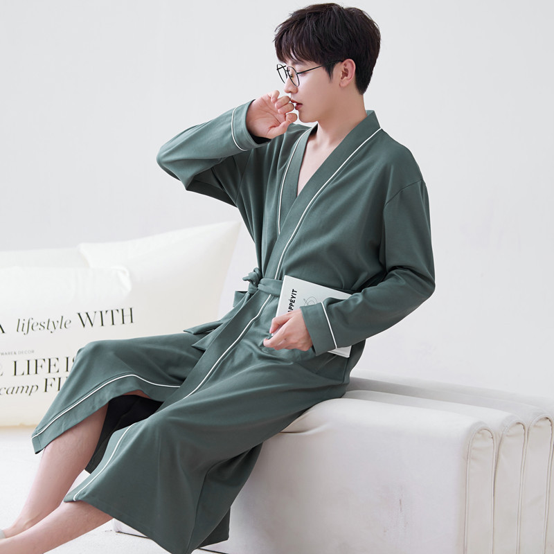 Long-sleeve Mens Home Wear Long And Thin Nightgown photo 3
