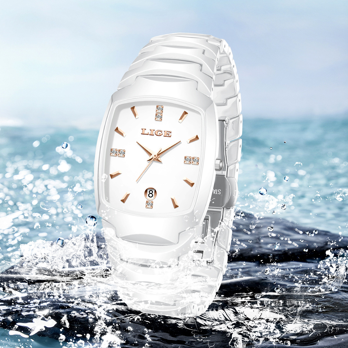 Square Calendar Waterproof Multi-function Sports Couple's Watch Quartz Watch photo 5