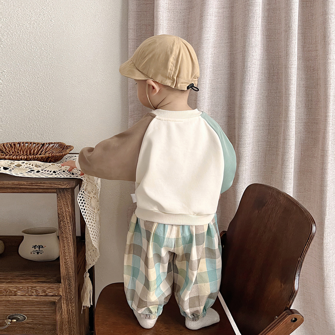 Plaid Top And Pants Set For Baby Boys photo 5