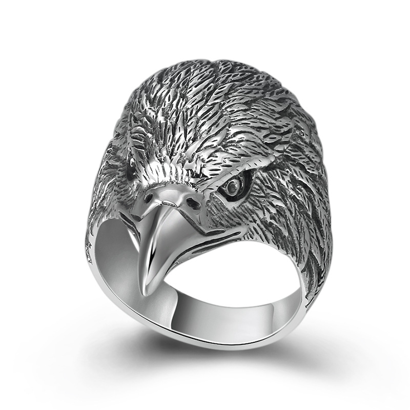 Personalized Creative Eagle Head Men's Ring photo 4