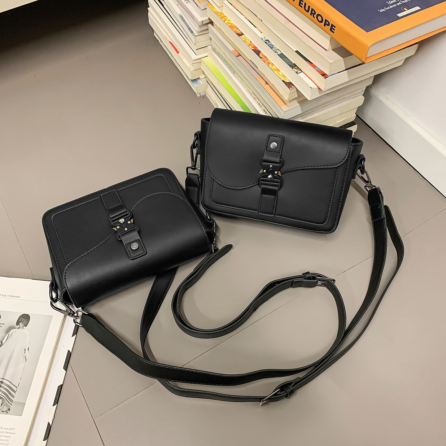 PU Leather Mini Crossbody Bag, Japanese And Korean Style, Minimalist Solid Color, Unisex photo 4