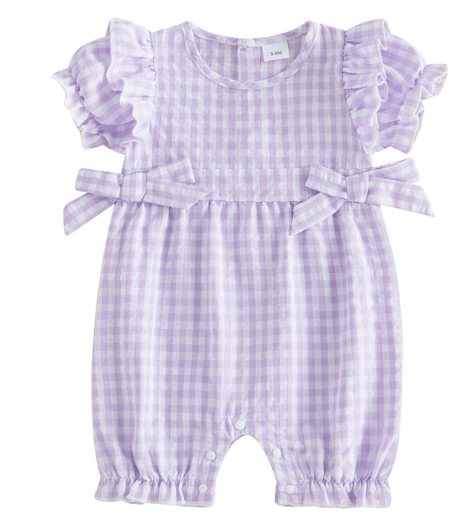 Summer New Arrival Baby Girls Plaid Onesie photo 5