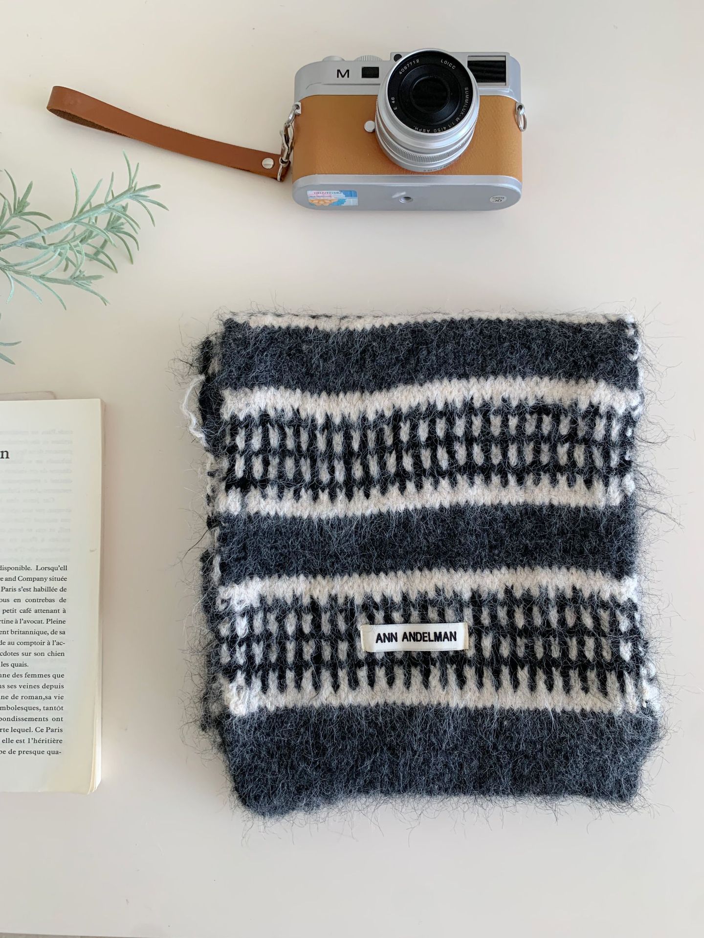 Women's Retro Striped Plaid Jacquard Knitted Scarf photo 5