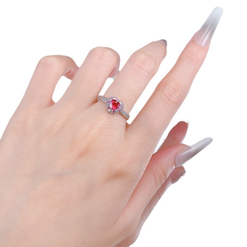 S925 Silver Heart-shaped Ring With Full Diamonds photo 6