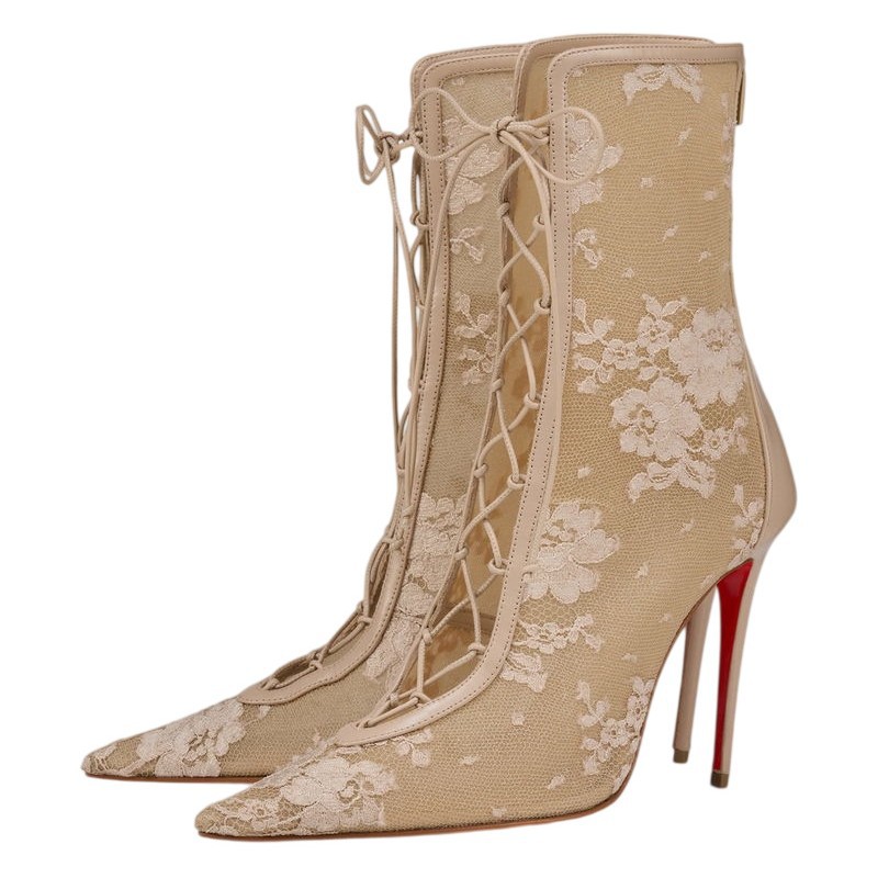Sexy Sheer High-heeled Lace-up Ankle Boots photo 5