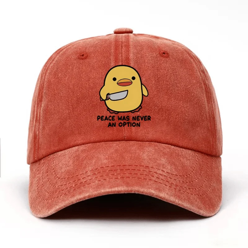 Playful Yellow Duck Print Washed And Distressed Baseball Cap With A Fun Peaked Brim photo 7