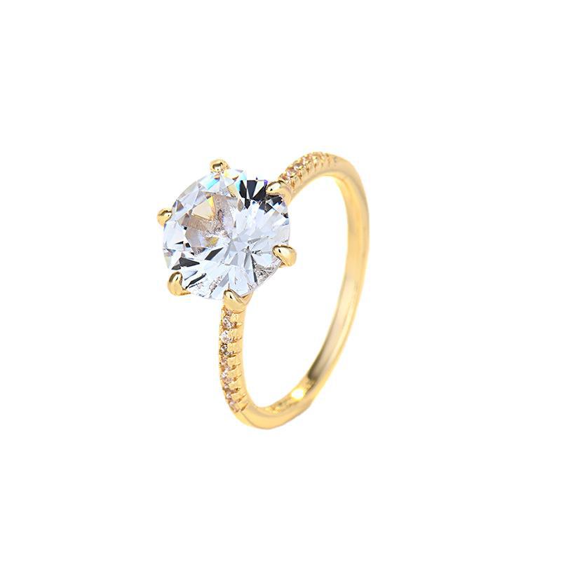 Fashionable Geometric Six-Prong Diamond Ring photo 3