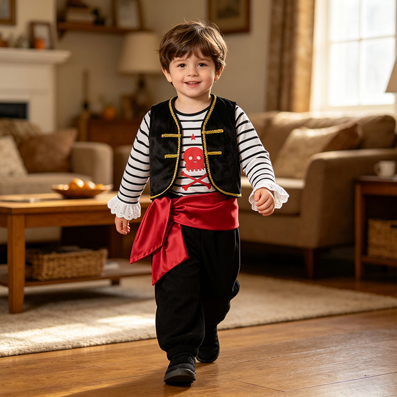 Boys' Pirate Three-Piece Halloween Party Costume photo 2