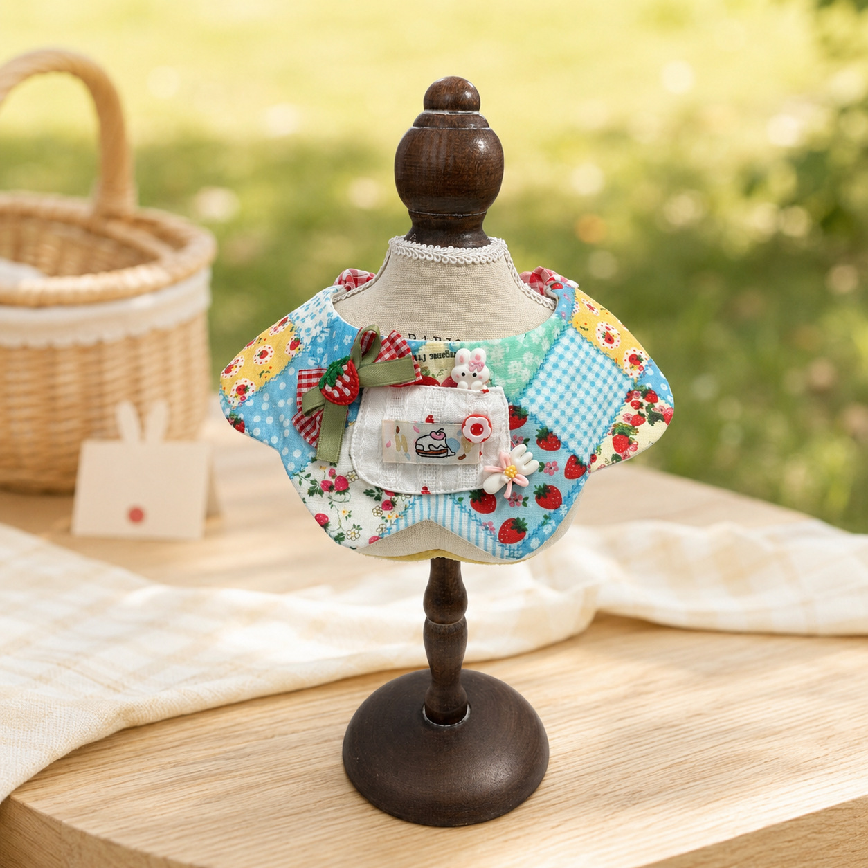 Bow-Knot Strawberry Patchwork Pet Bib photo 1