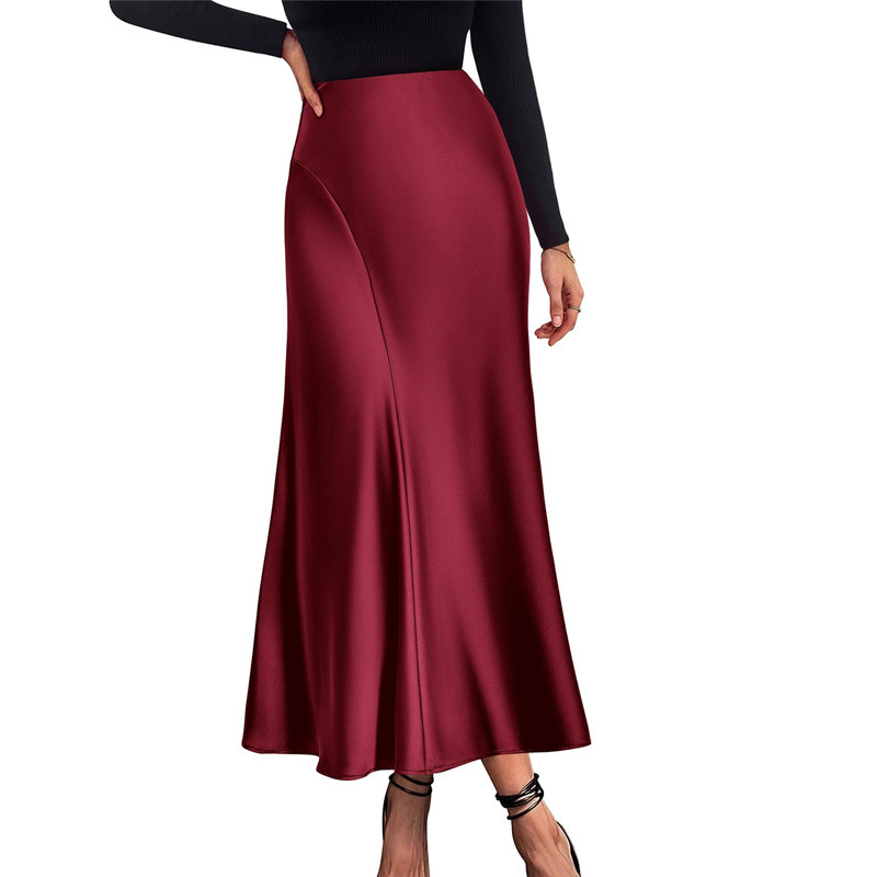 Woven Acetate Draped High-waisted Mermaid Skirt For Women photo 6