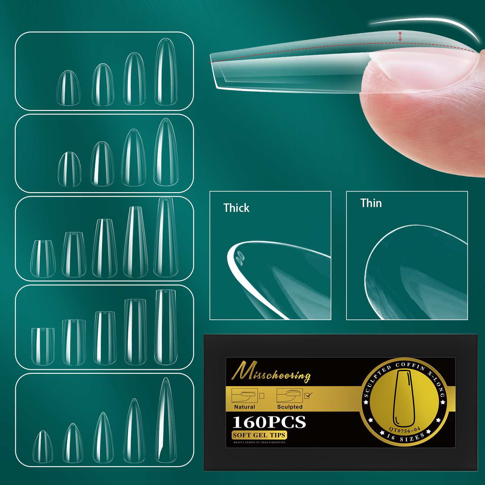 Arched Half-matte False Nails In A Boxed Set Seamless Design photo 1