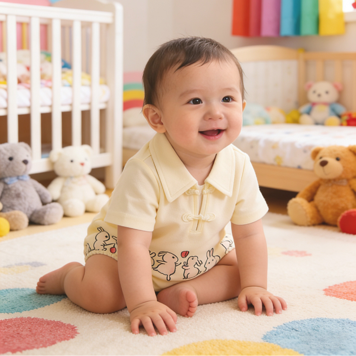 Notch-collar Chinese-style Dress, Baby Romper, One-piece Outfit photo 2
