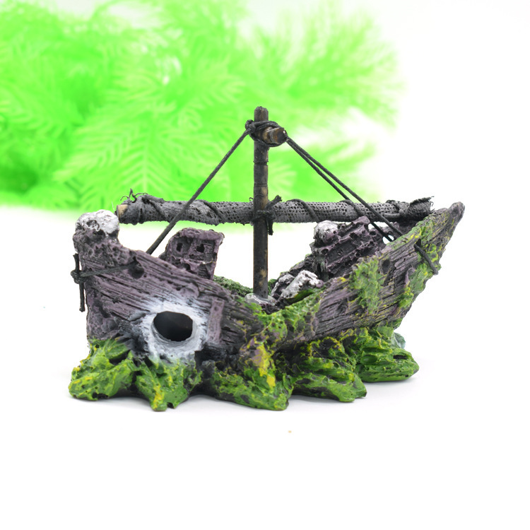 Aquarium Landscape Glass Fish Tank Decoration Small Net Boat photo 3