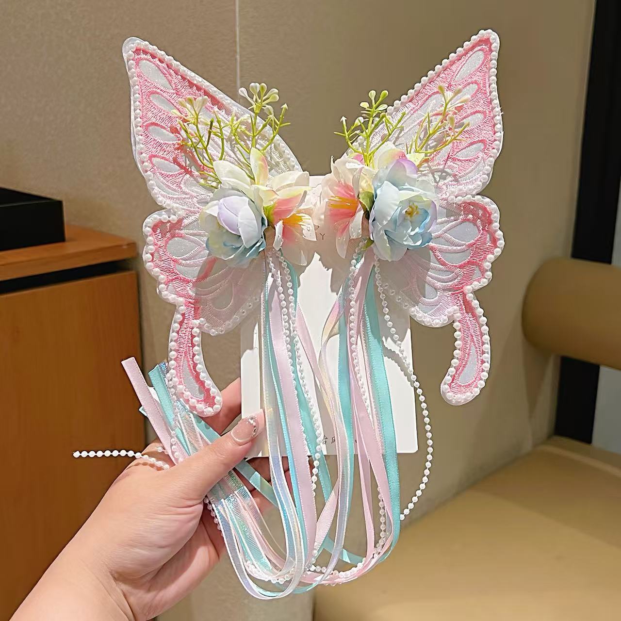 Large Butterfly Hair Clip Silk Flower Side photo 5