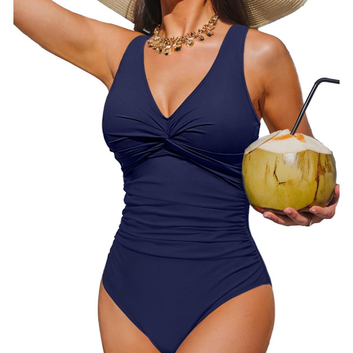 Sexy Leopard-print Solid-color Slimming One-piece Swimsuit photo 3