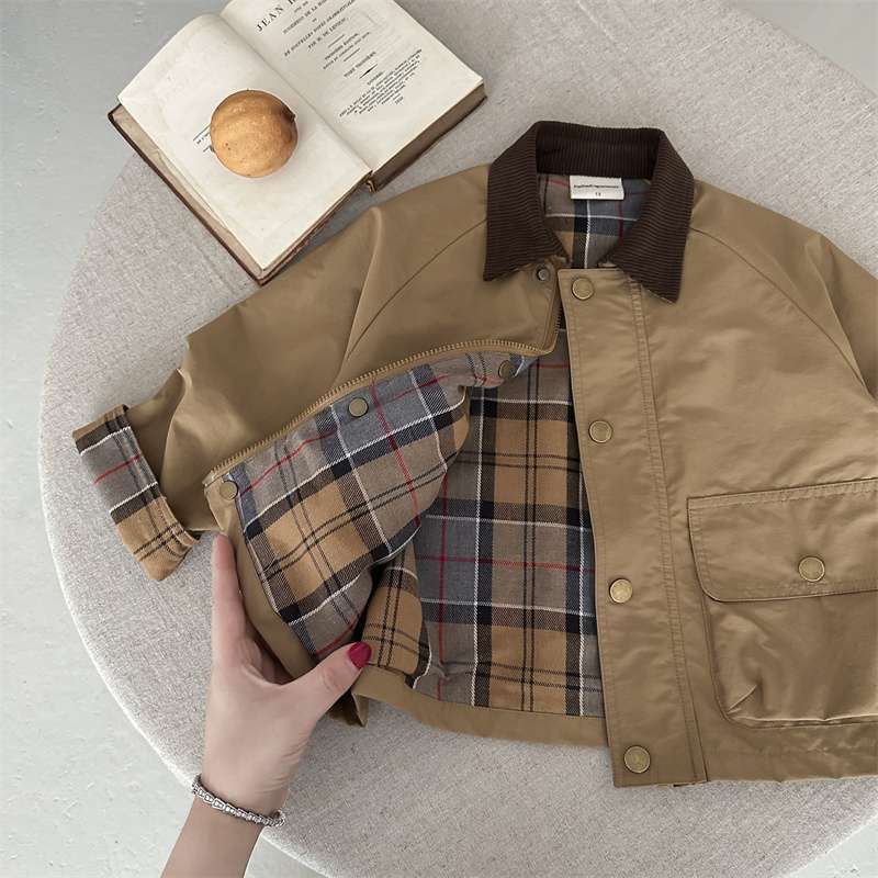 Spring Boys' And Girls' Korean-Style Trendy Plaid Patchwork Jacket photo 5