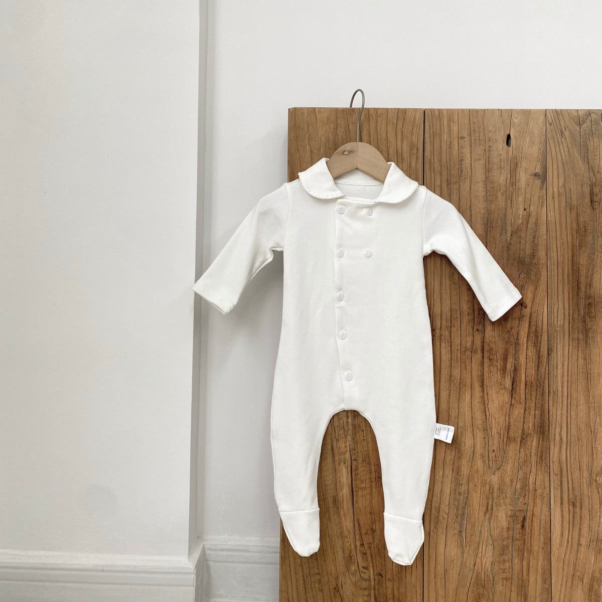 Newborn Clothes Peter Pan Collar Open Chest Jumpsuit photo 7