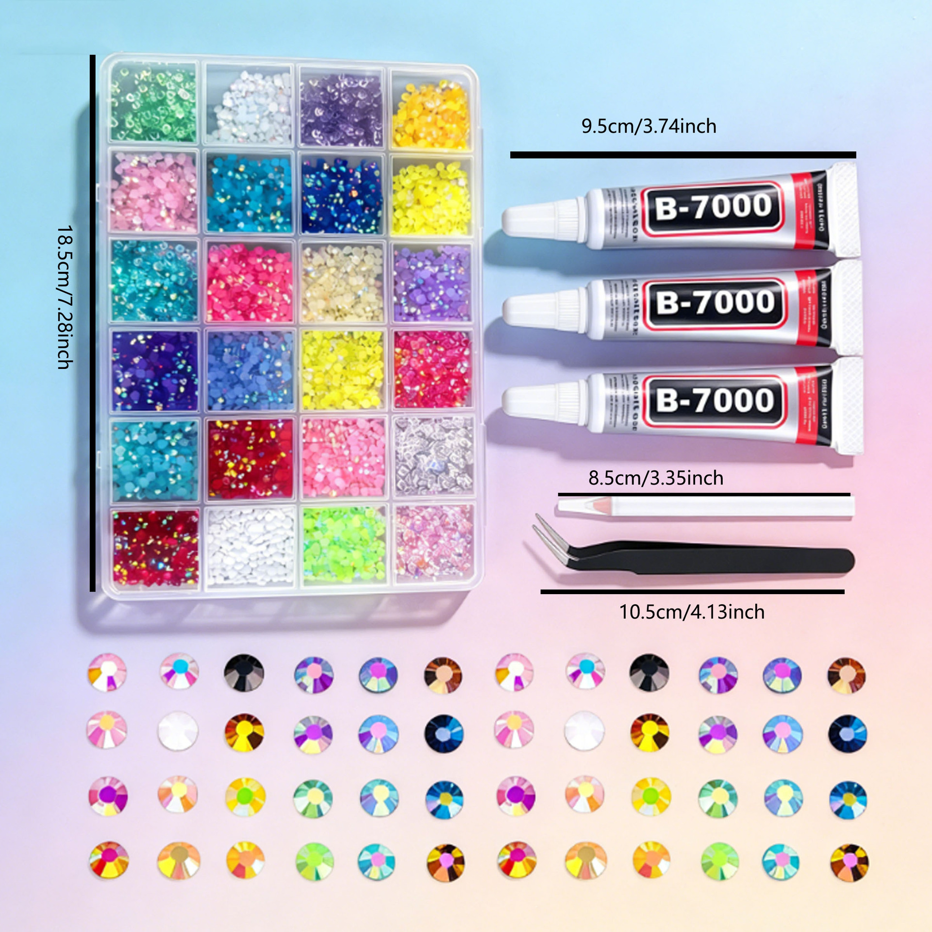 Pointed Resin Rhinestones Nail Art Decoration Set photo 4