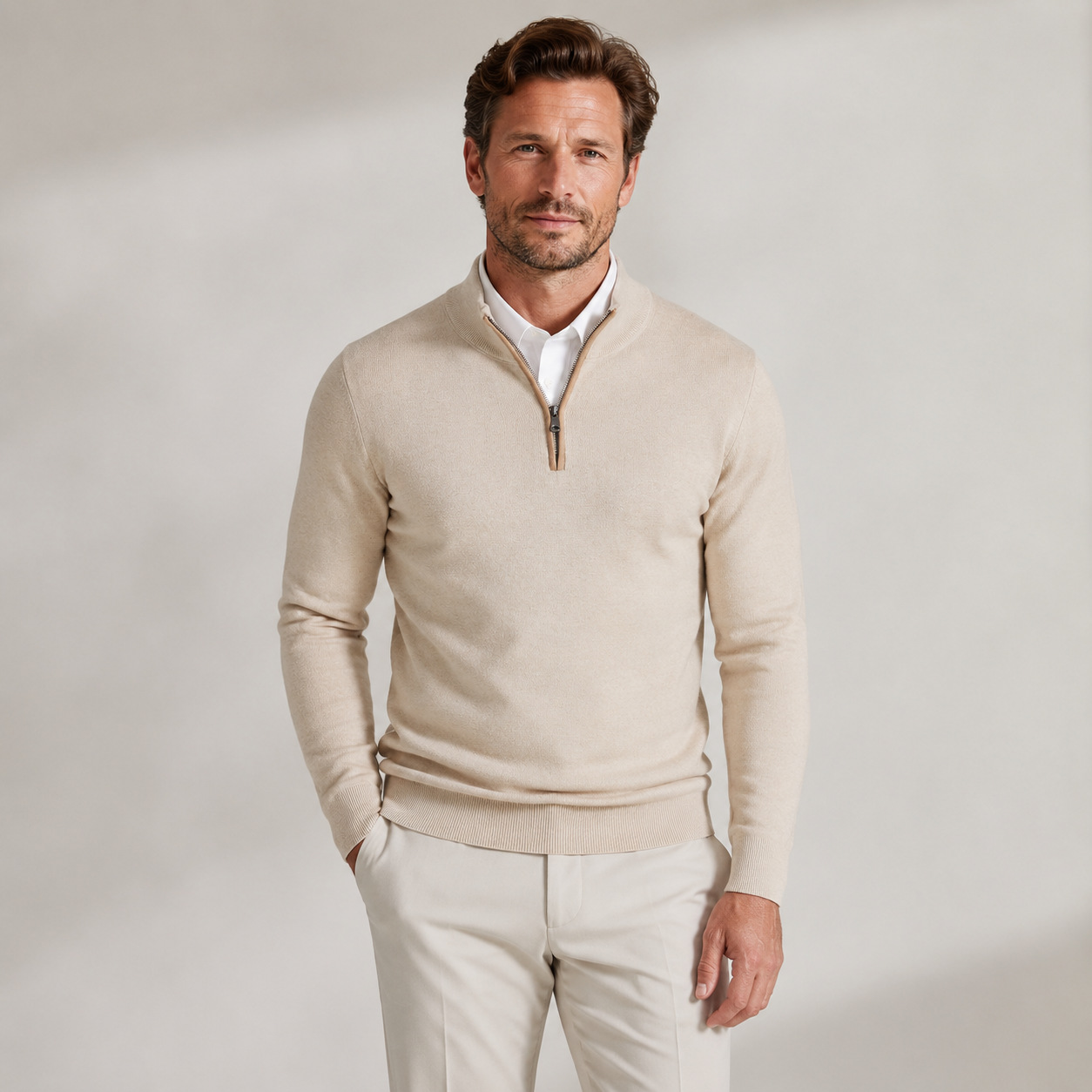Men's Stand-Neck Knitted Casual Set photo 1