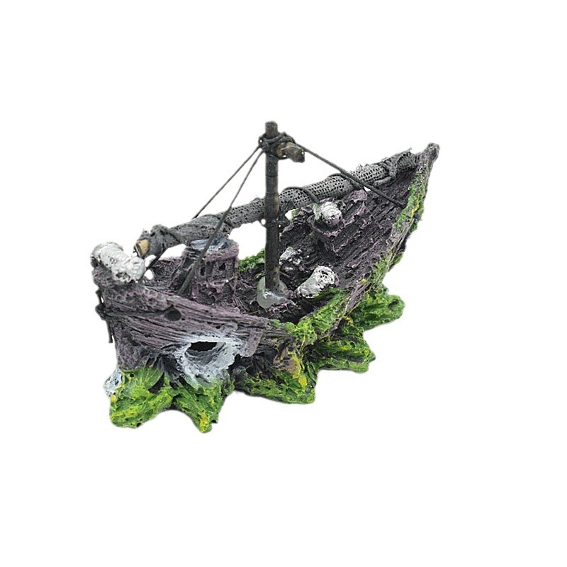 Aquarium Landscape Glass Fish Tank Decoration Small Net Boat photo 5