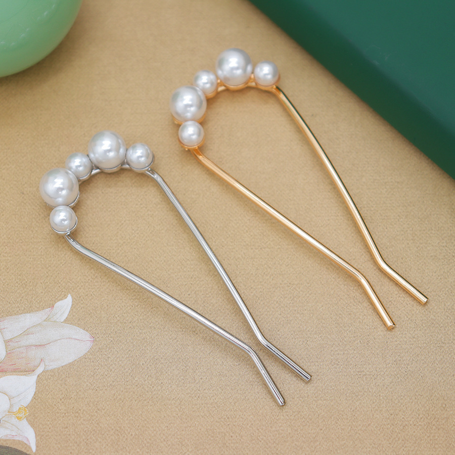 Fashion All-match Simple Pearl U-shaped Hair Clasp photo 1