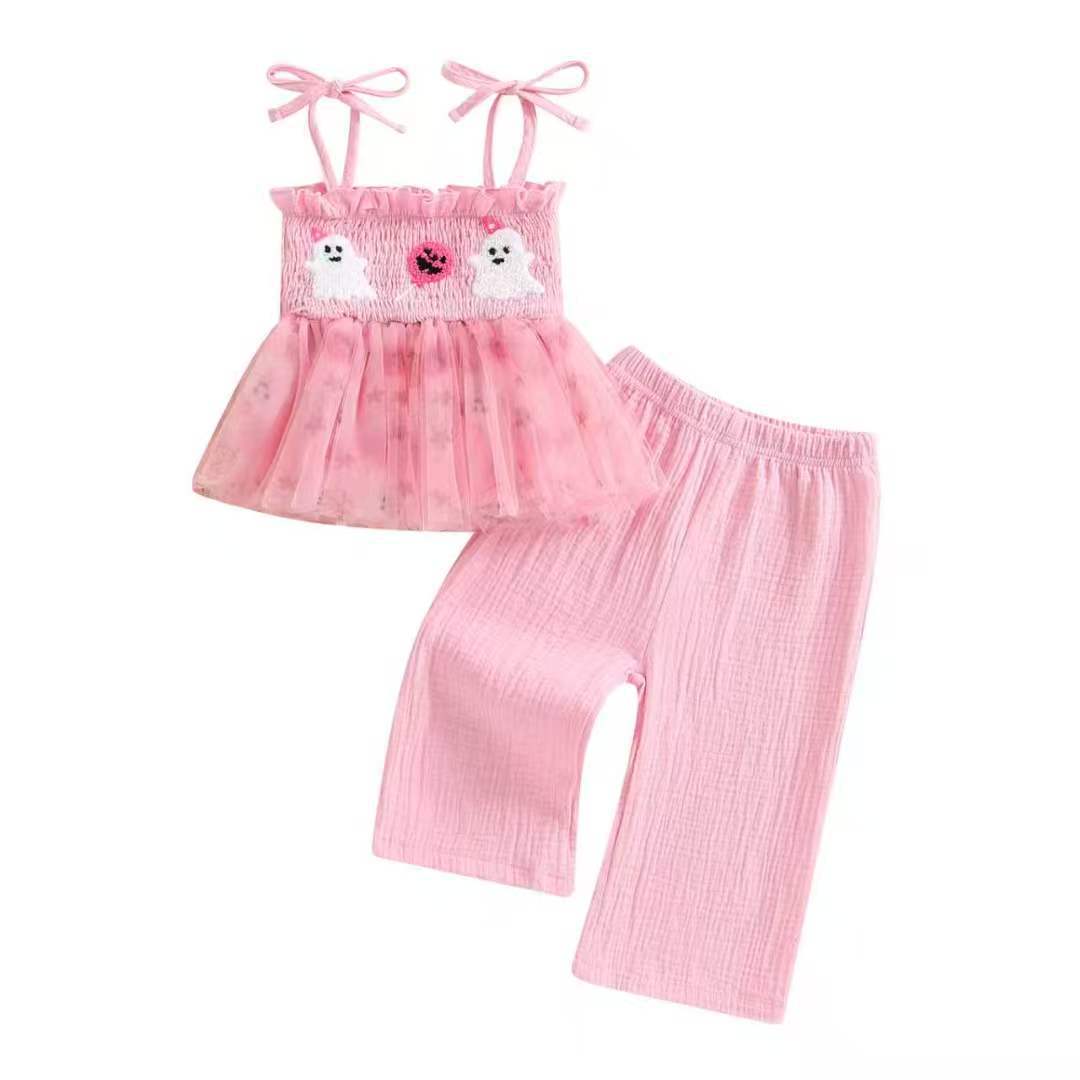 One-year-old Girls Peach-colored Romper And Strap Dress For Her First Birthday photo 4