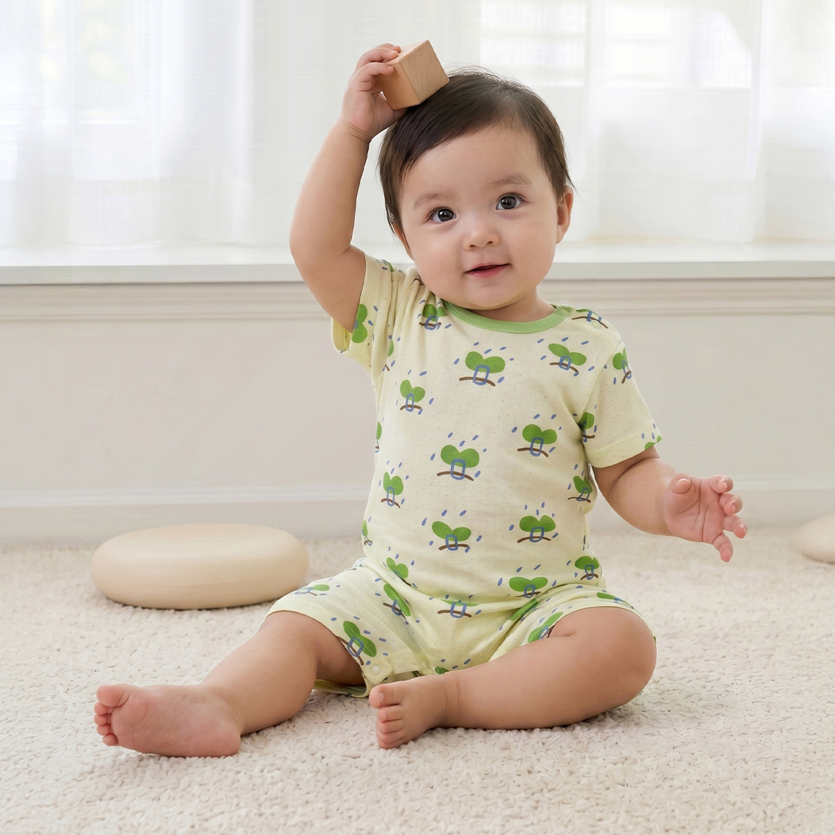 Baby Mesh Breathable Thin Short-sleeve Onesie photo 8