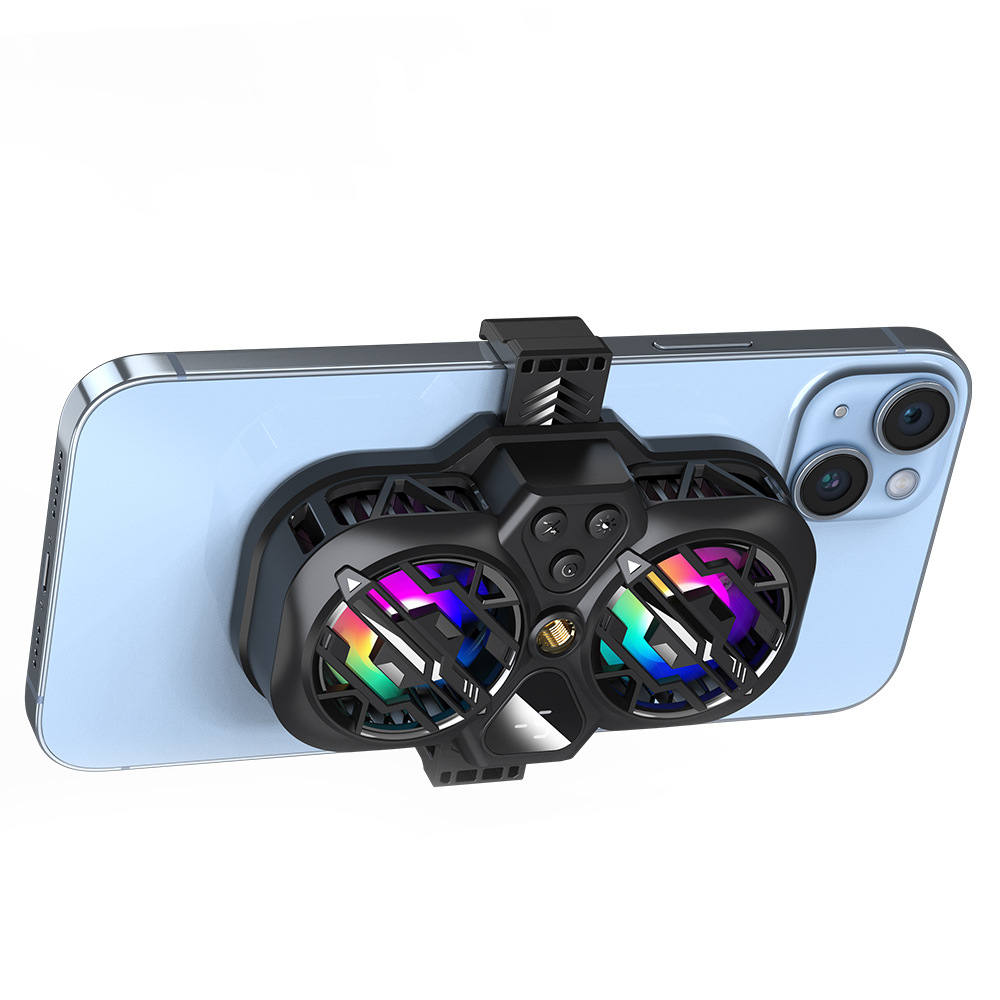 RGB-illuminated Dual-turbine Semiconductor Digital-display Phone Cooler photo 2