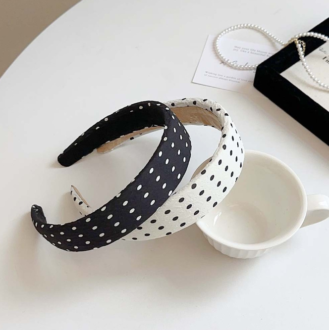Sweet, Edgy, And Stylish Polka-dot Black-and-white Chiffon Headband photo 8