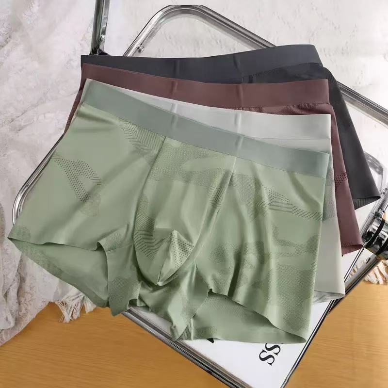 Seamless Ice Silk Mens Comfortable Breathable Boxer Briefs photo 1