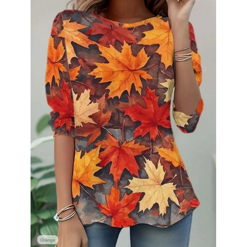 Women's Fashion Top Round-neck Printed T-shirt photo 3