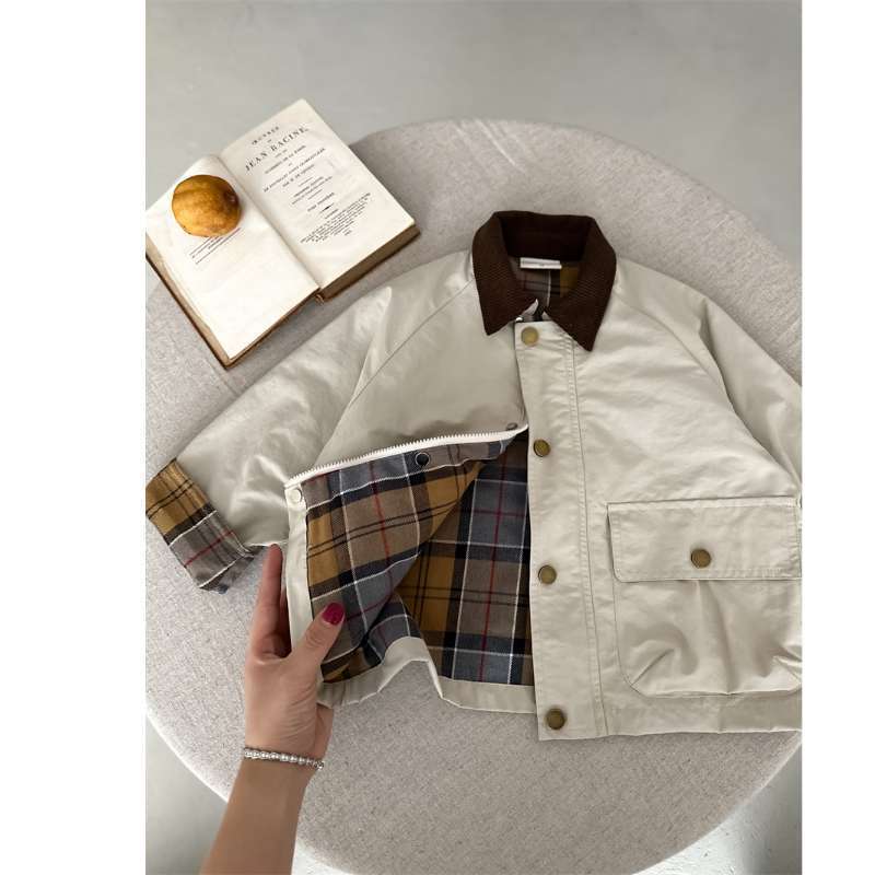 Spring Boys' And Girls' Korean-Style Trendy Plaid Patchwork Jacket photo 4
