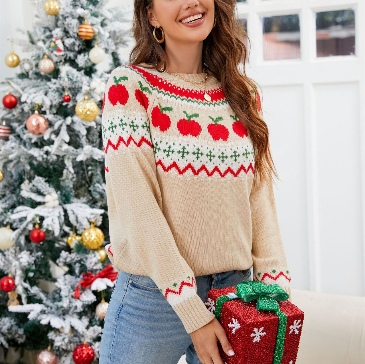 Women's Fashionable Printed Pullover Sweater photo 4