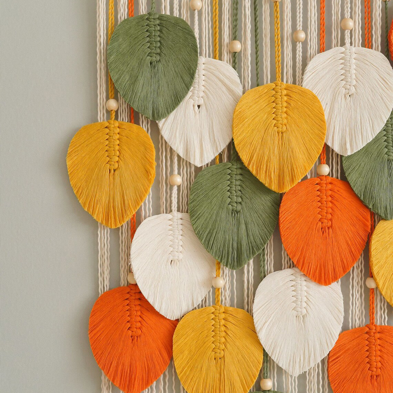 Handwoven Leaf Wall Hanging Tapestry - Bohemian Style Home Decor Woven Wall Art photo 4