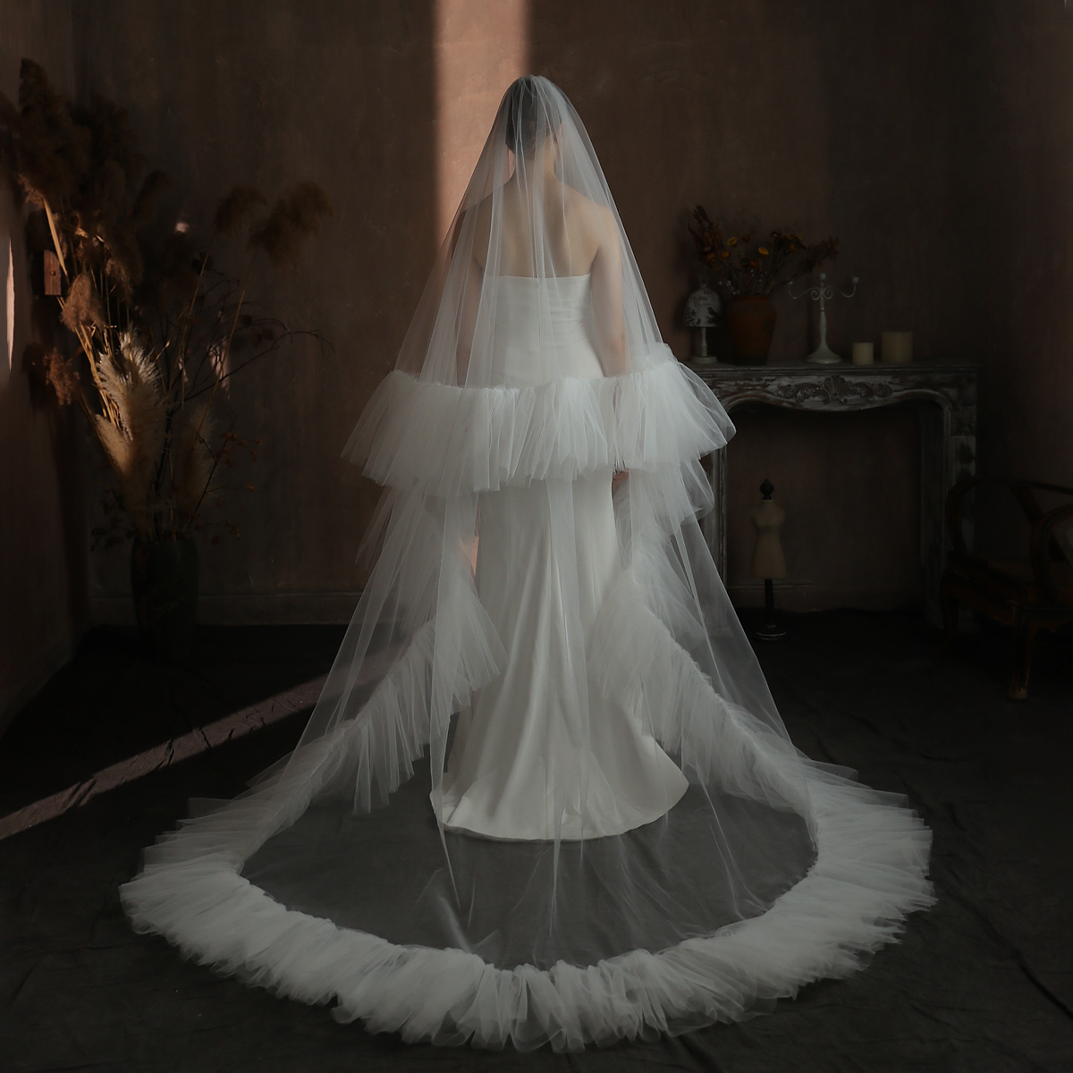 Ruffled Ruffle Double-layer Bridal Veil photo 2