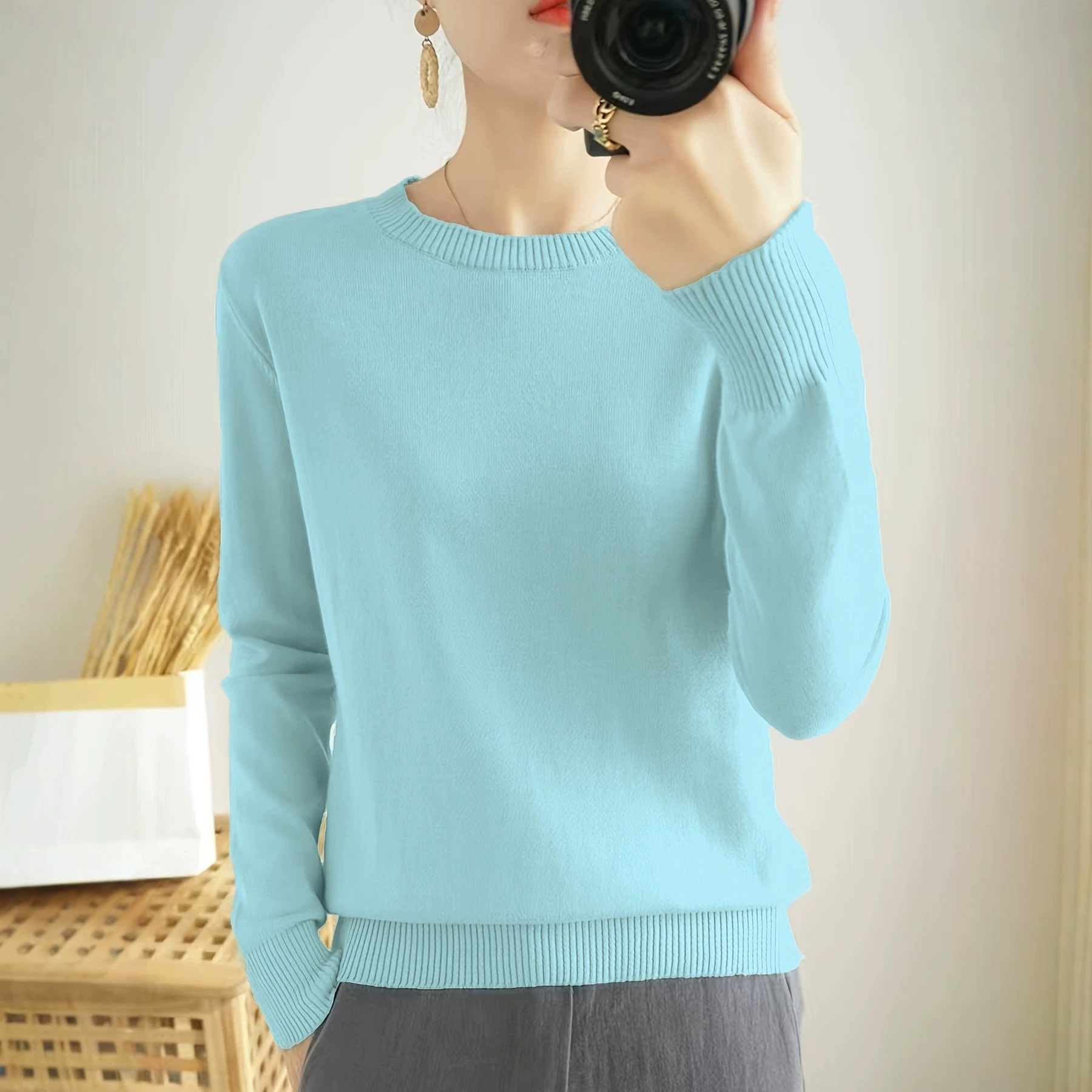 Women's Loose-fitting Versatile Long-sleeve Sweater photo 7