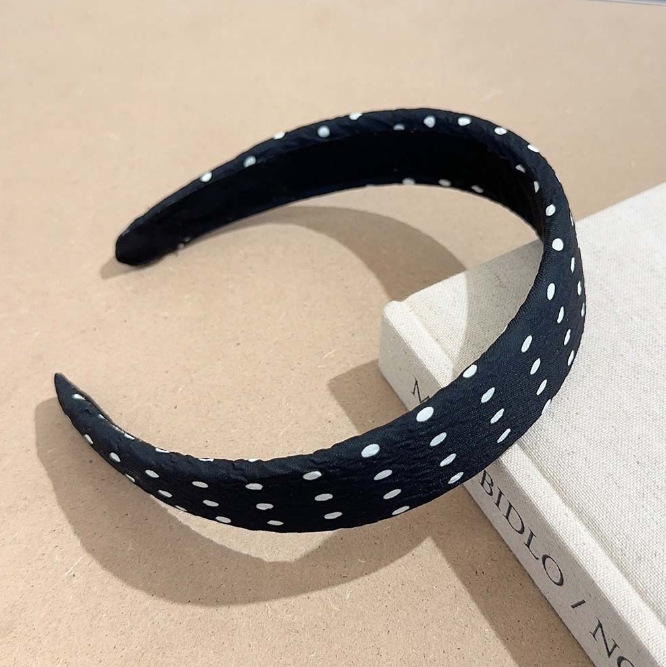 Sweet, Edgy, And Stylish Polka-dot Black-and-white Chiffon Headband photo 5