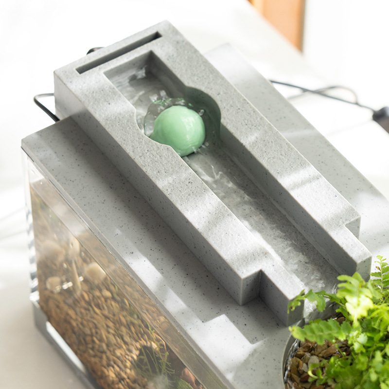 Micro Landscape Fish Tank Small Creative Filter Mute Water Flow photo 2