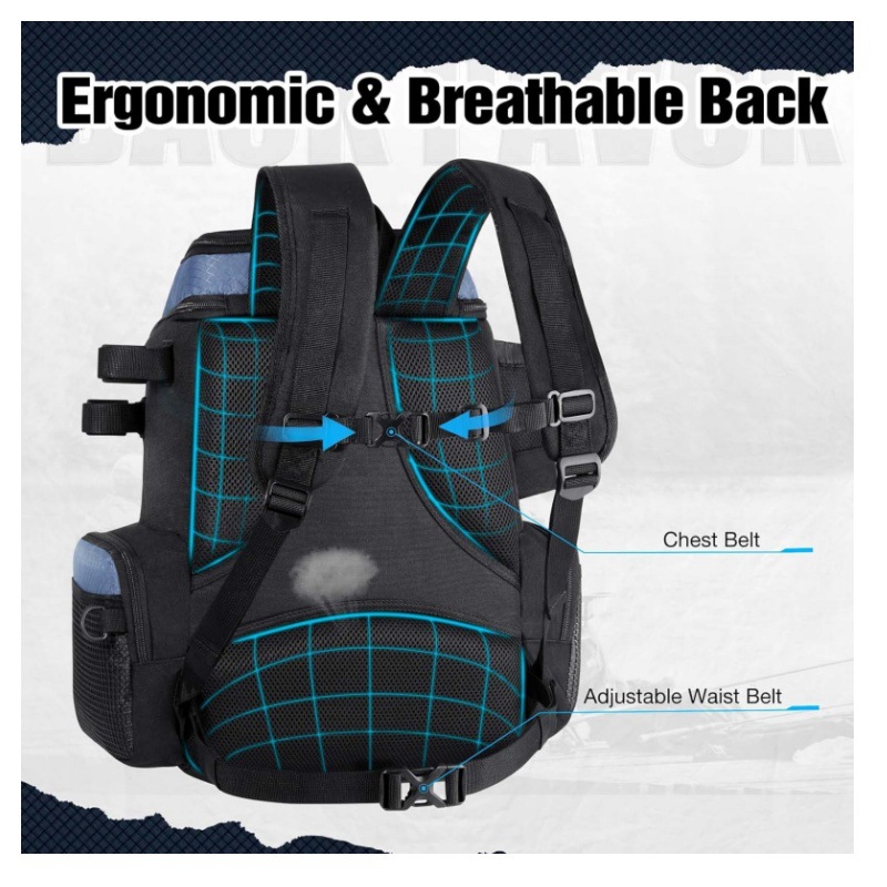 Fishing Tackle Backpack With Waterproof Rain Cover photo 5