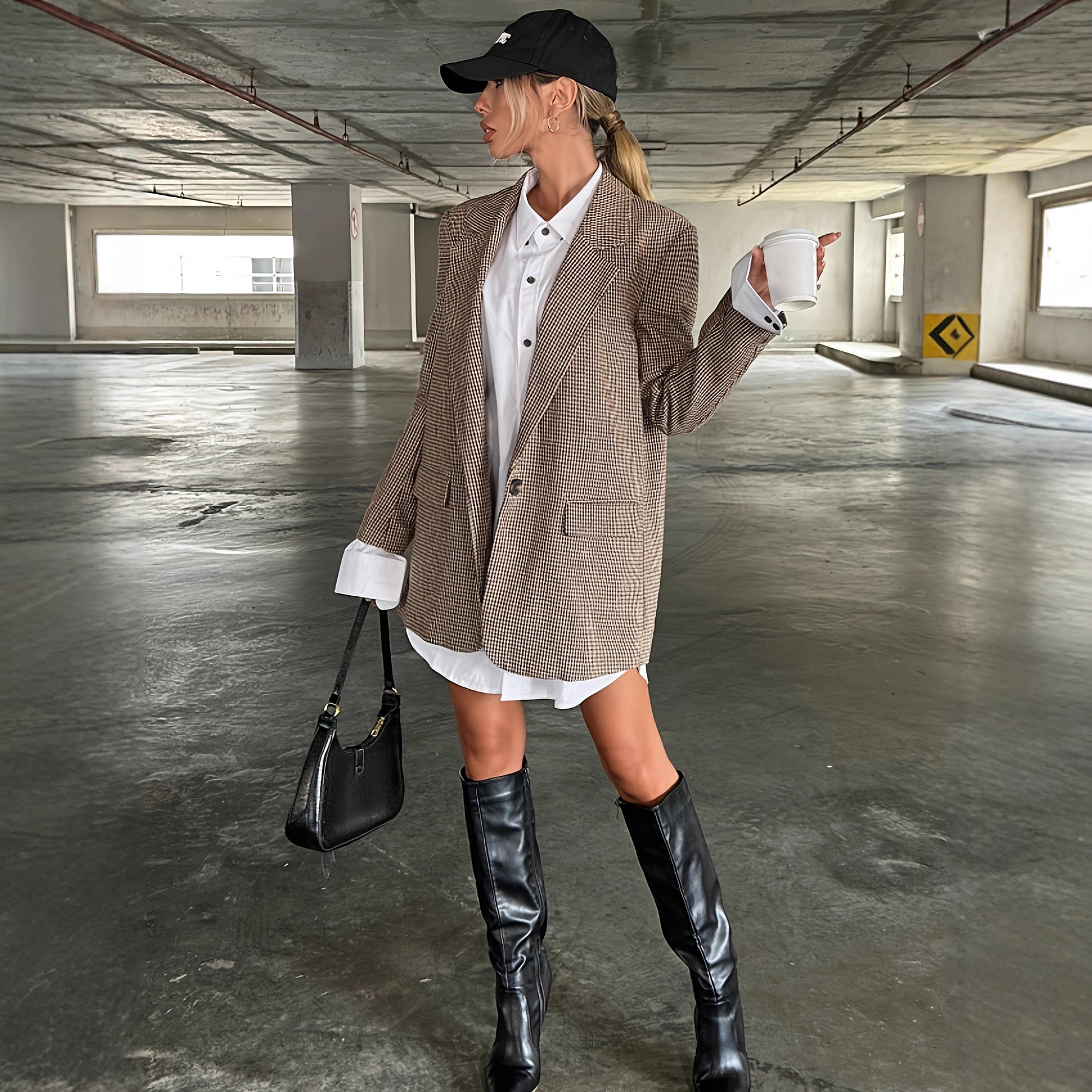 Women's Plaid Long-sleeve Blazer photo 3