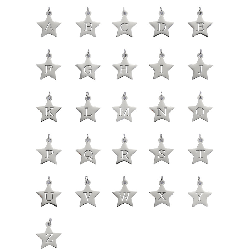 Titanium Steel Bracelet And Necklace Accessories 26-letter 18K Jewelry Pendants photo 4