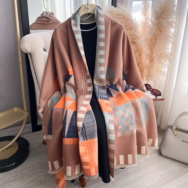 Jacquard Shawl Double-sided Thickened Scarf photo 8