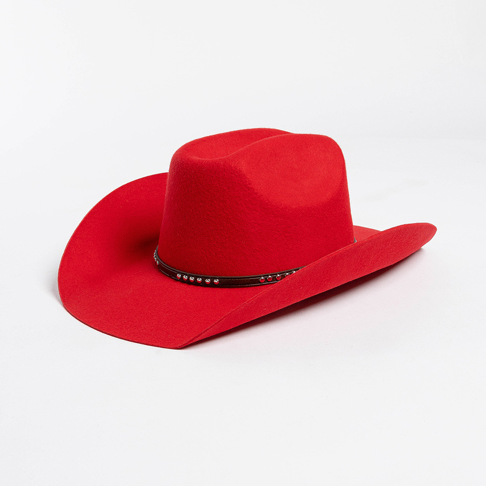 Wool Top Fashionable With Rivet And Belt Detailing Featuring A Curled Brimjazz-style Hat photo 7