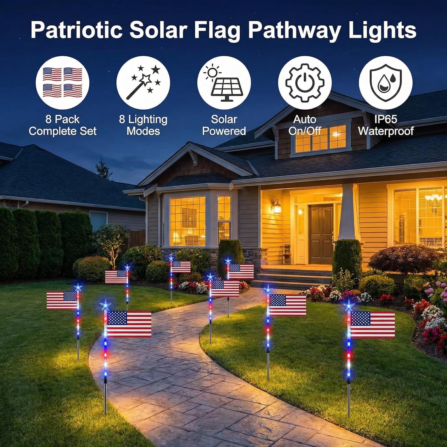 LED Solar-Powered National Flag For Outdoor Courtyards And Villas photo 2